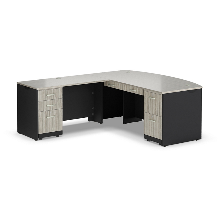Via Reversible L-Shaped Bowfront Desk - 72